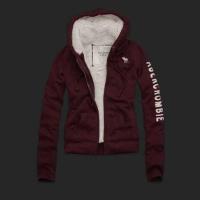 dames abercrombie fitch fleece hooded outwear zip logo rood Originele Sale a0mue604